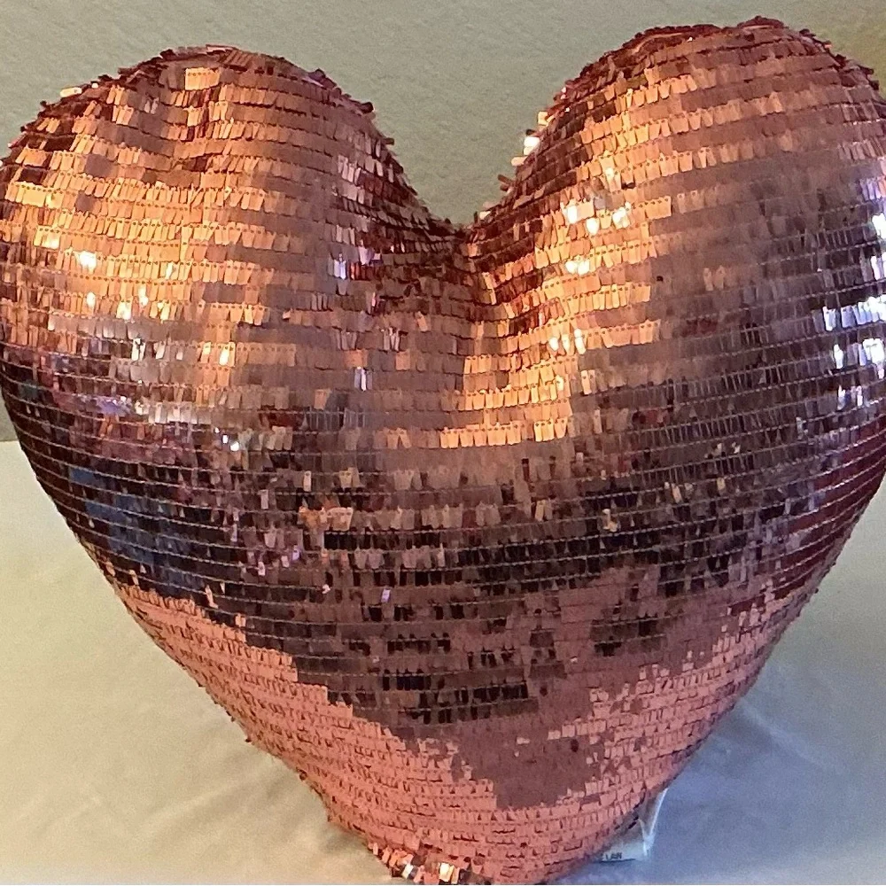 Isaac Mizrahi Pink Sequin Heart-Shaped Pillow